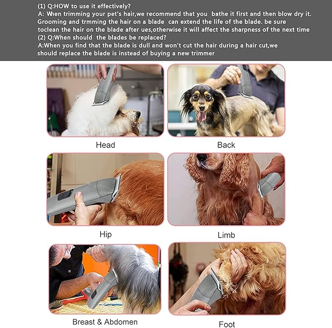 4pcs Dog Grooming Blades Compatible with Andis Dog Clippers,Detachable Ceramic Blade & Stainless Steel Blade (3FC+4FC+5FC+7FC)