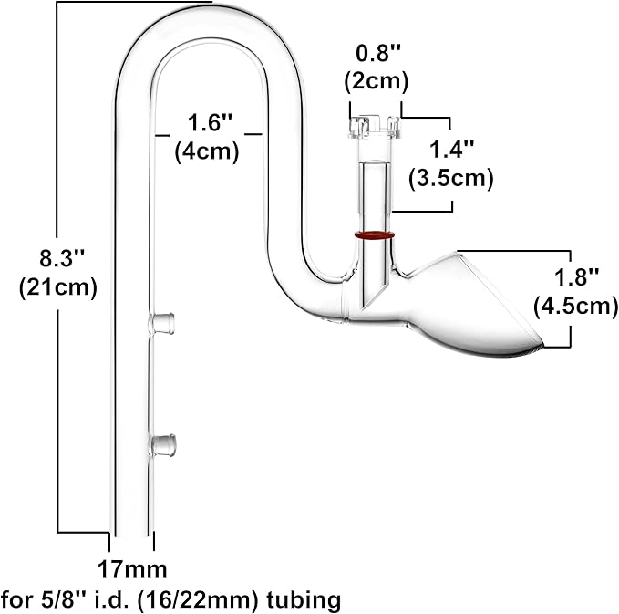 Glass Lily Pipe Set Outflow with Surface Skimmer & Multi-Level Water Intake (17mm for 16/22mm (5/8'' i.d.) tubing)