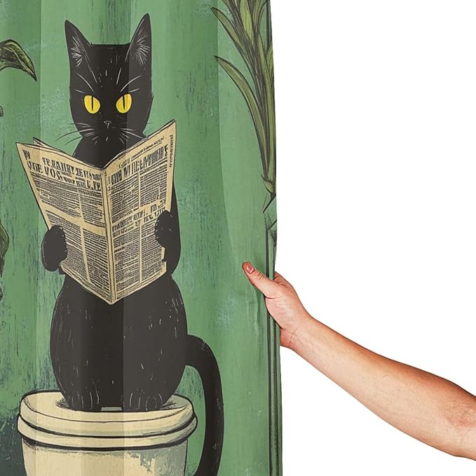 Jakayla Cat Shower Curtain Fabric Shower Curtains for Bathroom Modern Aesthetic Cloth Shower Curtain Set with Hooks 72x72 Inch (Cat on The Toilet)
