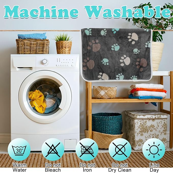 4 Pcs Waterproof Guinea Pig Blankets Washable Small Animal Fleece Bedding Absorbent Guinea Pig Cage Liners Reusable Pet Pee Pad Sleep Mat Pad Cover for Hamster Ferret (Cute Paw,24 x 16 Inch)