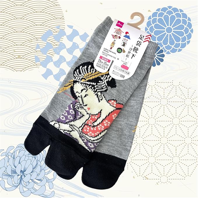 Japan Style Tabi Socks for Split Toe, Comfortable Tabi Toe Socks for Unisex Mt. Fuji, Lucky Cat, Sushi, Sumo, Ukiyoe, Hokusai