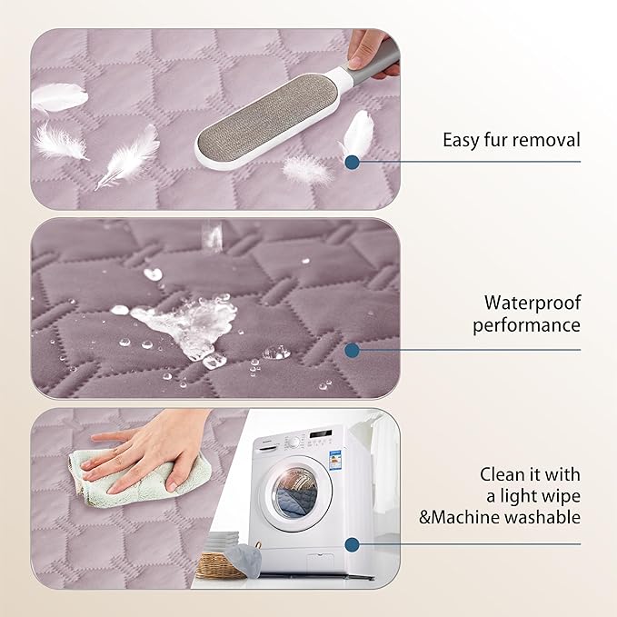 gogobunny 100% Double Sided Waterproof Dog Blanket Soft Pet Bed Cover Reversible Protect Furniture Couch Sofa Car for Puppy Large Dog Cat (Dark Sea Fog/Light Sea Fog, 82x82 Inch (Pack of 1))