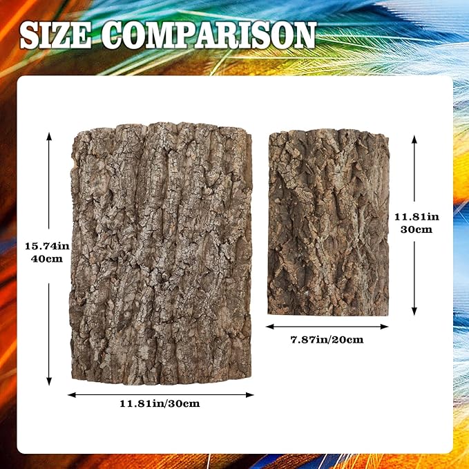 4 Pack Cork Bark Perch for Bird, 11.8 × 7.9 inch Natural Parrot Chewing Toys, Birdcage Background Decor Accessories, Bark Toy for Budgie Parakeet Cockatiel Lovebirds Conures Hamster Guinea Pig Rat