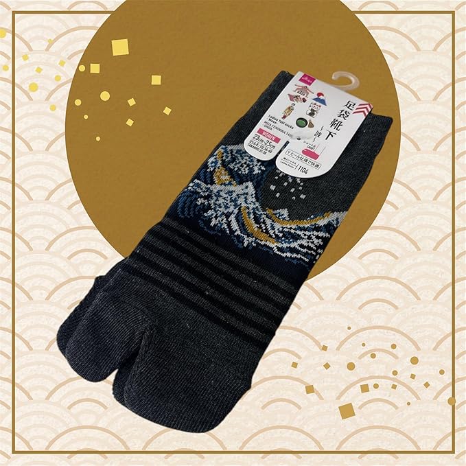 Japan Style Tabi Socks for Split Toe, Comfortable Tabi Toe Socks for Unisex Mt. Fuji, Lucky Cat, Sushi, Sumo, Ukiyoe, Hokusai