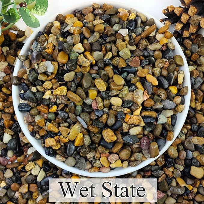 10lbs Natural River Rocks, 1/4" Aquarium Gravel Small Rocks for Plants Pea Gravel for Fish Tank, Decorative Pebbles for Gardening, Flower Pots, Vase Fillers, Indoor Water Fountains, Landscaping