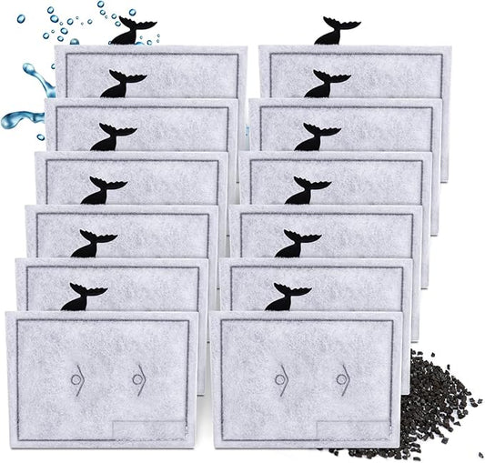 12 Packs Small Filters Cartridges Compatible with Aqueon Small Filter Carbon Filter Cartridge Compatible with Aqueon QuietFlow E Internal Power Filter 10 and 1/2.5/5 Gallon Minibow Aquarium Filters