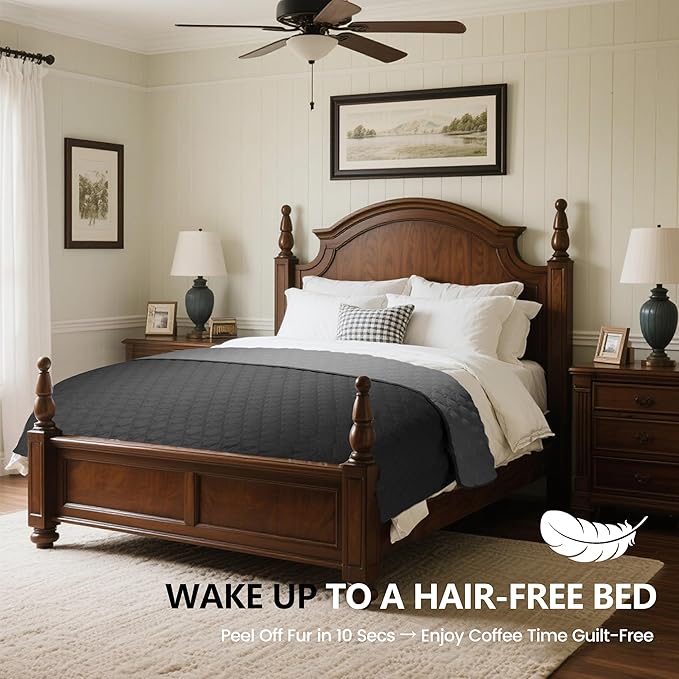 gogobunny 3X Stronger Waterproof Pet Blanket, Scratch Proof Furniture Protector for Dogs Cats, Reversible Cover 52x82 Inch, Dark Grey/Light Grey