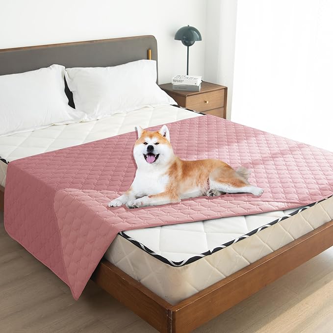gogobunny 3X Stronger Waterproof Pet Blanket, Scratch Proof Furniture Protector for Dogs Cats, Reversible Cover 68x82 Inch, Dark Pink/Light Pink