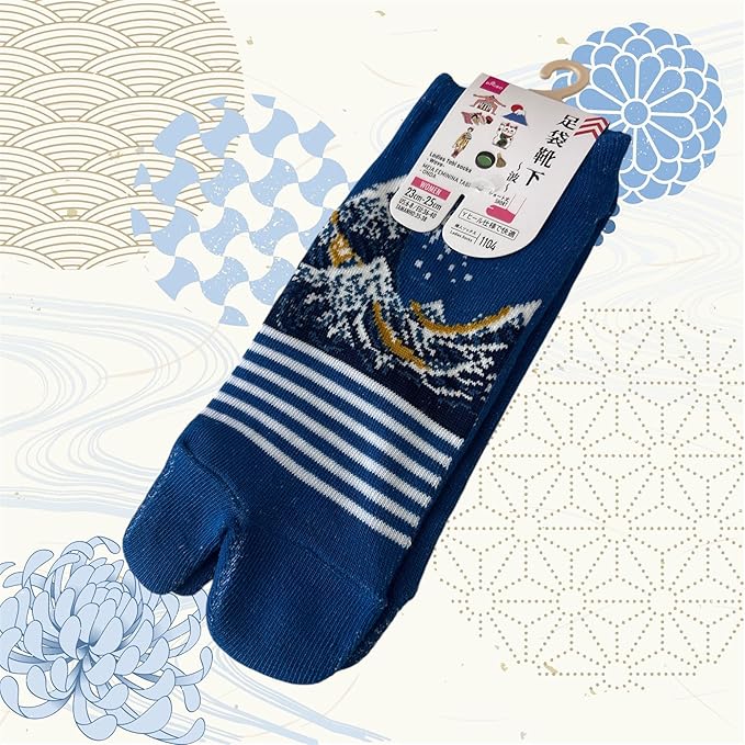 Japan Style Tabi Socks for Split Toe, Comfortable Tabi Toe Socks for Unisex Mt. Fuji, Lucky Cat, Sushi, Sumo, Ukiyoe, Hokusai