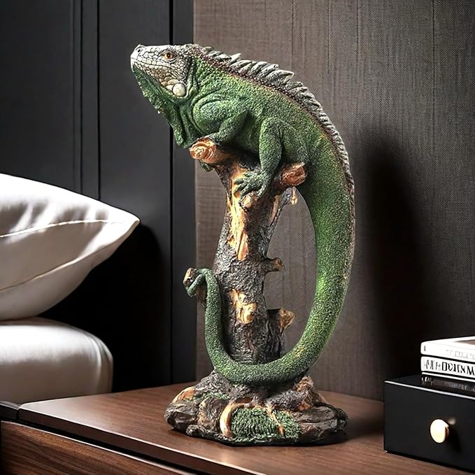 14 Inch Lizard Statue Resin Sculpture Decor Figurines for Home Decor Accents, Living Room Bedroom Office Decoration - Animal Sculptures Collection for Lizard Lovers