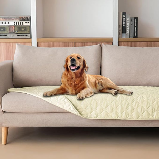 gogobunny 100% Double-Sided Waterproof Dog Bed Cover Pet Blanket Sofa Couch Furniture Protector for Puppy Large Dog Cat, Reversible (30x80 Inch (Pack of 1), Dark Cream/Light Cream)