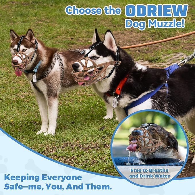 Dog Muzzle for Large Dogs, Breathable Basket Muzzles for Small, Medium and X-Large Aggressive Dog, Allows Panting Drinking, Suitable for Grooming Trimming Training (Camouflage Brown, XL)