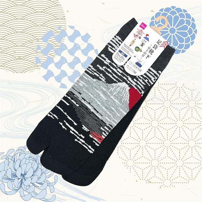 Japan Style Tabi Socks for Split Toe, Comfortable Tabi Toe Socks for Unisex Mt. Fuji, Lucky Cat, Sushi, Sumo, Ukiyoe, Hokusai