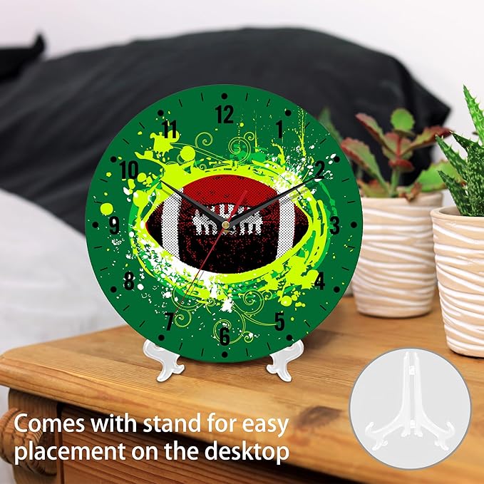 SPUNKER Wall Clocks,American Football Wall Clocks,USA Sport Ball Battery Operated Wall Clock Silent Non-Ticking Decorative for Home Kitchen Bathroom Living Room Bedroom Office 10 Inch