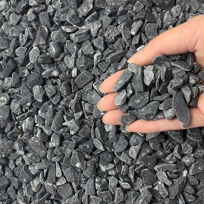 10LB Black Pea Gravel for Landscaping, 3/8 Inch Black Pebbles for Plants Cactus Succulent Fish Tank and Garden Black Stones
