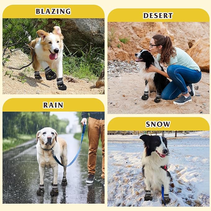 Dog Shoes for Large Medium Small Dog, Mesh Breathable Dog Shoes for Hot Pavement, Anti-Slip Dogs Boots Paw Protectors with Reflective for Outdoor Walking Indoor Hardfloors (Size 7)