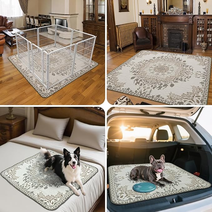 FXW Washable Pee Pads for Dogs, Puppy Pads with Super Absorbent, Specifically Designed for FXW Rollick/Homeplus 32 inch 6 Panels Dog Pen, 72" × 43" Rectangle, Boho, 1 Pack