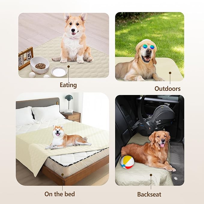 gogobunny 100% Double-Sided Waterproof Dog Bed Cover Pet Blanket Sofa Couch Furniture Protector for Puppy Large Dog Cat, Reversible (30x70 Inch (Pack of 1), Dark Cream/Light Cream)