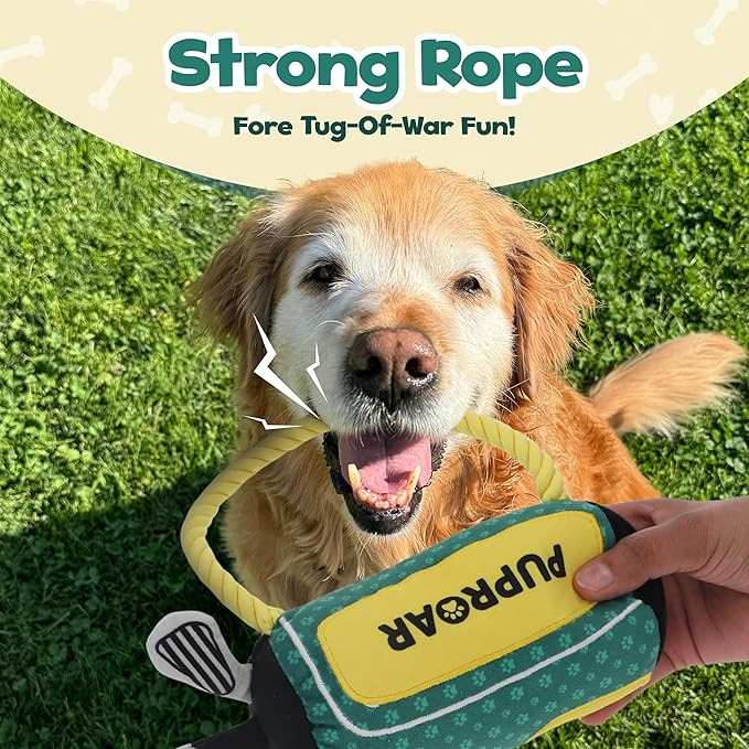 Golf Dog Toy – Birthday Dog Toy, Funny Plush Squeaky Puppy Gift with Rope & Crinkle, Golf Bag Gift