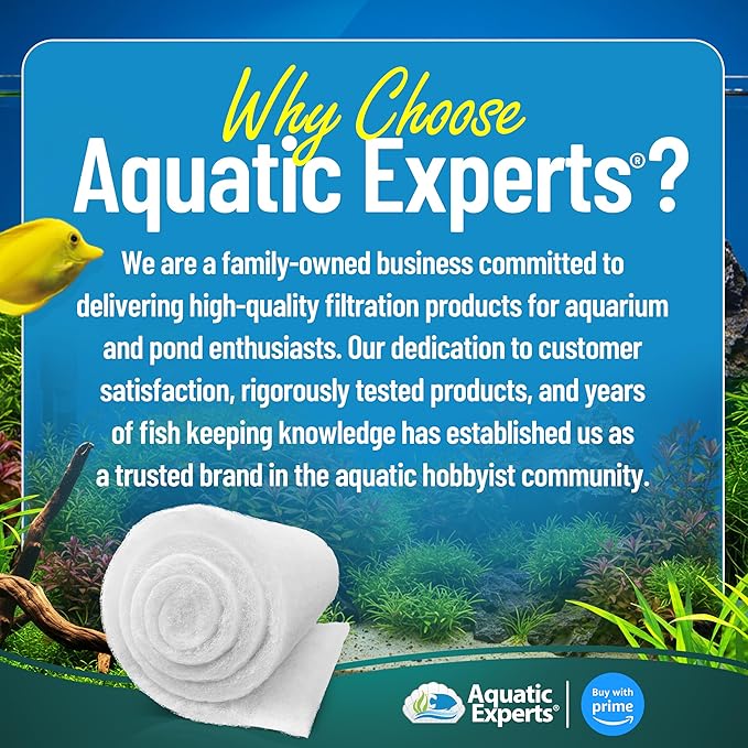 Aquatic Experts Aquarium Filter Floss for Fish Tank Filters - FilterFirst Aquarium Filter Pad - Media Roll for Crystal Clear Water, 3/4" - 1" Thick (18 Inch Wide, 24 Feet Long)