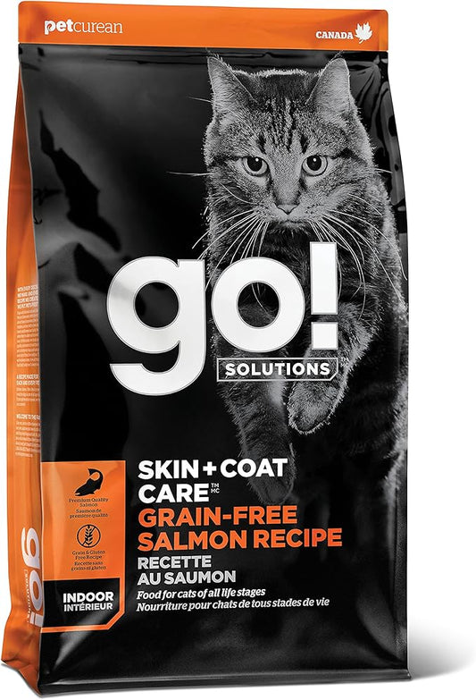 Go! Solutions Skin + Coat Care, Grain-Free Dry Cat Food, Salmon Recipe, 8 lb Bag