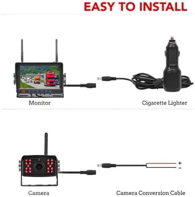 FalconEye Electronics 2nd Generation 200-300Ft Wireless Range Backup Camera for Trucks, Fleets. HD, 7inch LCD (3 Cam System)