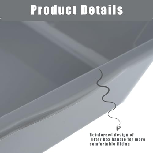 2 Pack of Extra Large Cat Litter Box (ABS Material), Low Entry Senior Litter Pen for Geriatric Kitty Big Cats, Jumbo Pet Safe Litter Boxes Tray for Indoor Pets Potty (Dark Blue, 24"L x 20"W)