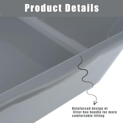 2 Pack of Extra Large Cat Litter Box (ABS Material), Low Entry Senior Litter Pen for Geriatric Kitty Big Cats, Jumbo Pet Safe Litter Boxes Tray for Pets Potty (Dark Blue, 20" L x 15.5" W)