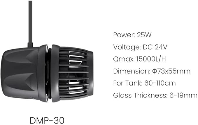 Aquarium Wave Maker Pump (DMP30) – Submersible Powerhead for Saltwater Marine Reef Tanks, Smart Controller & Bluetooth App Control