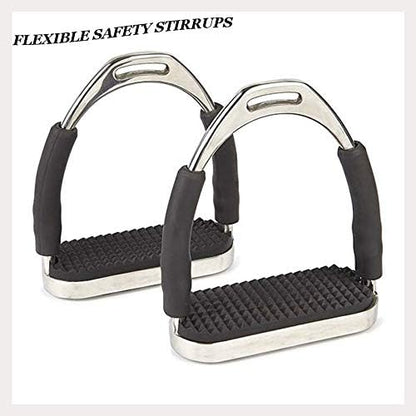 Flex Stainless English Saddle Stirrups Iron Pads Knee Ankle Stress Pain Relief