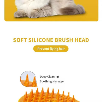 3-in-1 Rechargeable Pet Hair Brush: Massager, Steamy Comb & Self-Cleaning Mist Spray for Cats & Dogs
