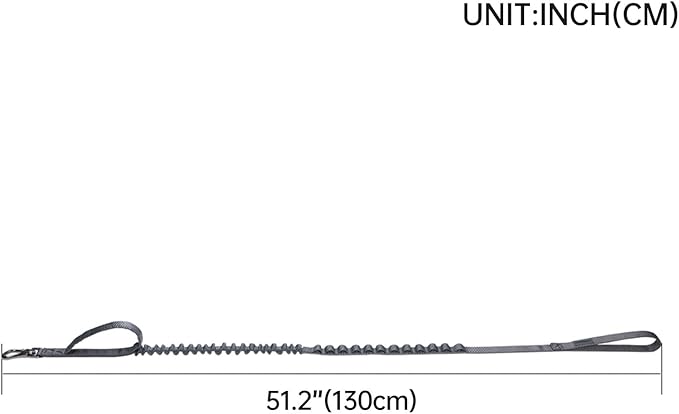 EXCELLENT ELITE SPANKER Tactical Bungee Dog Leash Military Adjustable Dog Leash Quick Release Elastic Leads Rope with 2 Control Handle（Grey