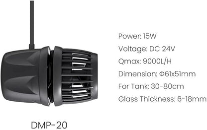 Aquarium Wave Maker Pump (DMP20) – Submersible Circulation Pump for Saltwater Marine Reef Tanks, Bluetooth App Control & Smart Controller