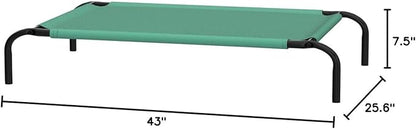 Amazon Basics Cooling Breathable Elevated Dog Bed with Metal Frame for Medium Dogs, 43 x 26 x 7.5 Inch, Green
