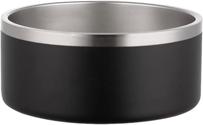 64 oz Black Anti-Skid Dog Bowl, Vacuum Insulated, Powder Coated, Stainless Steel, Non-Slip, Easy to Clean