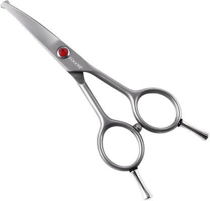 4.5" Curved Dog Scissors for Grooming Face and Paws with Safety Round Tip for Small Dogs Face Paw Ears Trimmer Professional Small Cat Grooming Shears (4.5" Curved, Gray)