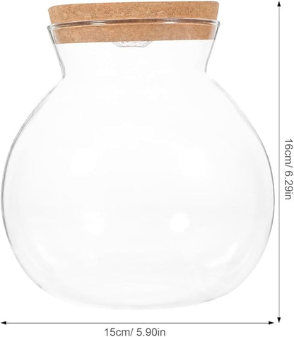 Fish Bowl with LED Light - Small Betta Fish Tank with LED Lighting and Lid Glass Fish Bowl Small Aquarium for DIY Landscape