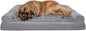 Furhaven Orthopedic Dog Bed for Large Dogs w/ Removable Bolsters & Washable Cover, For Dogs Up to 125 lbs - Plush & Suede Sofa - Gray, Jumbo Plus/XXL