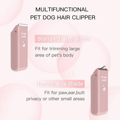 Feet Hair Trimmer, Dog Clippers,Quiet Washable USB Rechargeable Cordless Dog Grooming Kit,Electric Pets Hair Trimmers Shaver Shears for Dogs and Cats Pink