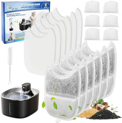 6 Set Cat Water Fountain Filters & Sponges for 135 fl oz/4L Wilreless Cats Drinking Water Fountain, Cat Fountain Pump Replacement, YPD-C004P YPD-C004S Pet Fountain Replacement Filter