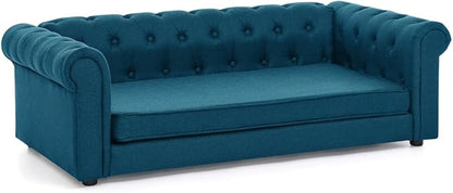 Dog Sofa Couch for Medium to Large Dogs, 55" Memory Foam Pet Sofa Couch with Washable Fabric, Durable Elevated Dog Bed with Legs, Removable Cushion for Medium and Large Dogs, Blue