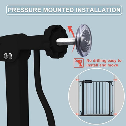 48-53 Inch Extra Wide Baby Gate for Stairs, Safety Dog Gate for Doorways, Pressure Mounted Walk Through Child Gate for Kids Pets No Drill Indoor and Outdoor, Black