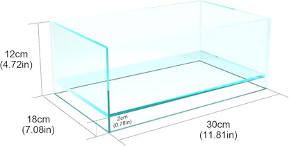Fzone 1.7 Gal Nano Rimless Aquarium Low Iron Fish Tank NovaClear Ultra-White Translucent Glass Verso Series Nano Shallow Pond Levitating Floating Air Aquarium(A30-W18)