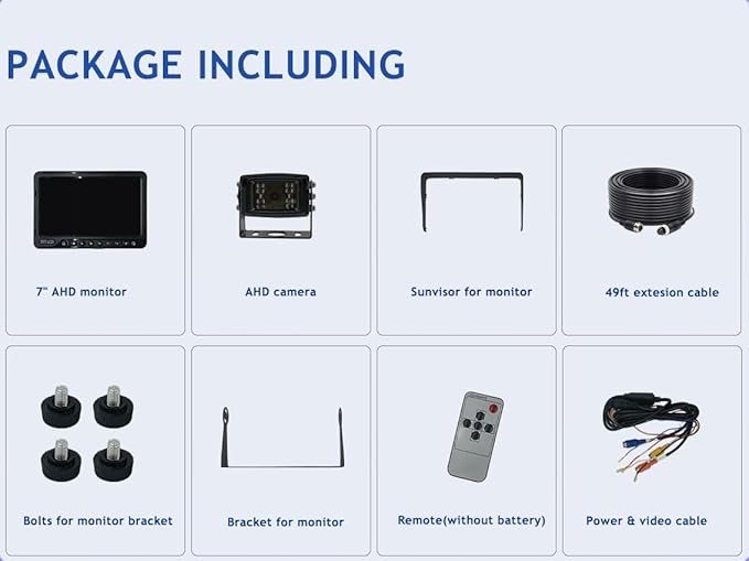 AHD 1080P 7" Reverse Rear View Backup Camera System, Camera with Night Vision Waterproof IP69K Vibration-Proof 10G for Tractor/Truck/Bus/Motorhome/Excavator/Caravan/Skid Steer/Harvester