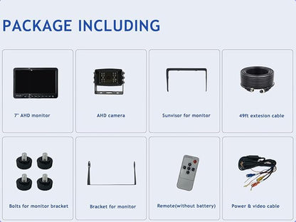 AHD 1080P 7" Reverse Rear View Backup Camera System, Camera with Night Vision Waterproof IP69K Vibration-Proof 10G for Tractor/Truck/Bus/Motorhome/Excavator/Caravan/Skid Steer/Harvester