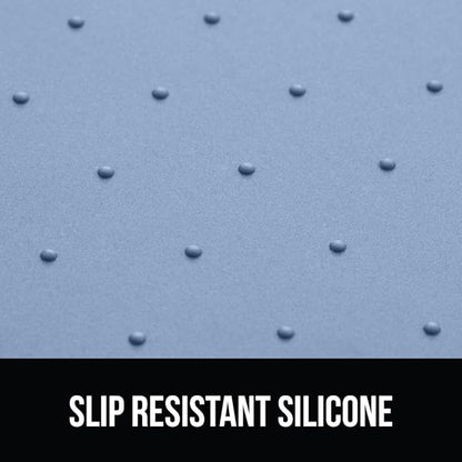 GORILLA GRIP 100% Waterproof Raised Edge BPA Free Silicone Pet Feeding Mat, Dog Cat Food Mats Contain Spills Protects Floors, Placemats for Cats and Dogs Water Bowl, Pets Accessories 16x10, Blue