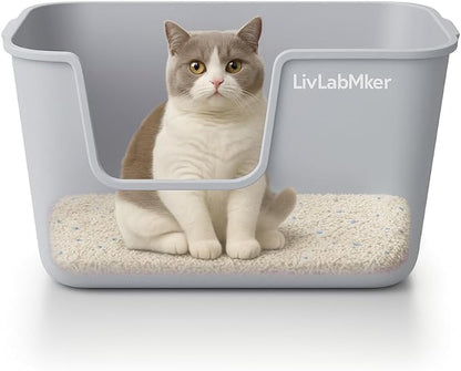 Extra Large Cat Litter Box with High Sides - Splash-Proof Design for Big Cats & Multi-Cat Homes, 24.6in x 16.7in x 12.8in (Gray)