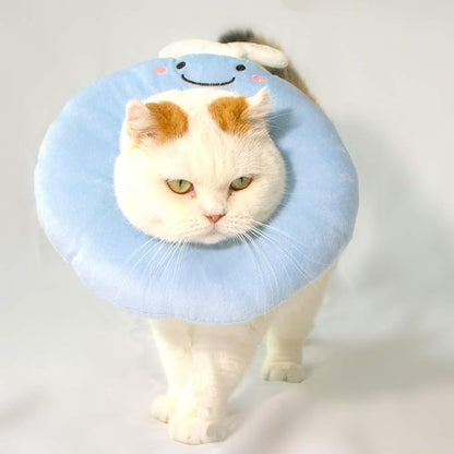 Adjustable Cat Recovery Collar Soft,Cute Pet E-Collar Neck Cone After Surgery Wound Healing Protective Cone Fit for Kitties, Small Dogs(ELC05-whale-s)