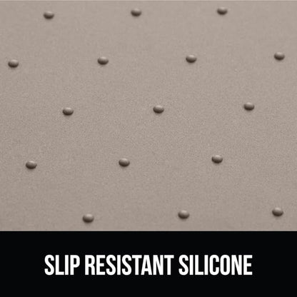 GORILLA GRIP 100% Waterproof Raised Edge BPA Free Silicone Pet Feeding Mat, Dog Cat Food Mats Contain Spills Protects Floors, Placemats for Cats and Dogs Water Bowl, Pets Accessories 28x18 Beige