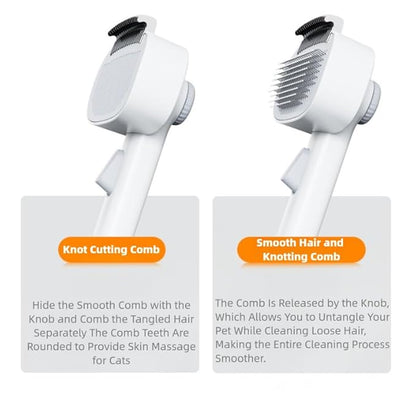 Adjustable Comb for Cats & Dogs: 2-in-1 Deshedding Brush with Hair Removal Board, Dematting Tool for Long/Short Hair - Undercoat Rake & Smooth Grooming Comb